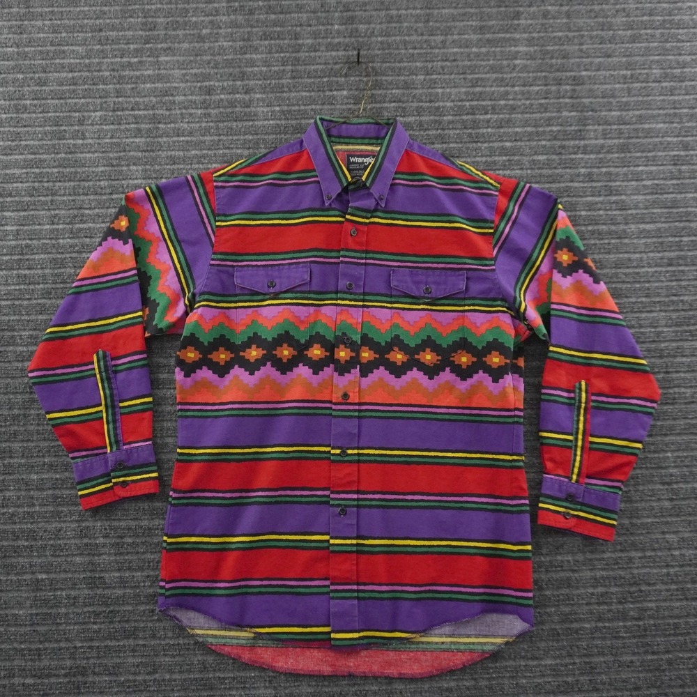 Vintage Wrangler Button Down Shirt Mens 16-33 Multi Aztec Southwestern Stripe